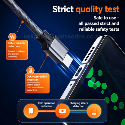 LDNIO LC441C USB-C to USB-C 65W PD Fast Charging Cable 1M, Braided Type-C Data Sync & Charging Cable for Smartphones, Tablets, Laptops and USB-C Devices - Grey