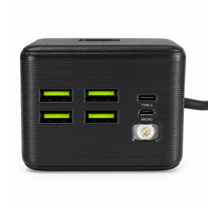GERLAX GP-423 40000mAh 4 USB Power Bank with Built-in 3-in-1 Charging Cables & Digital Display – Black