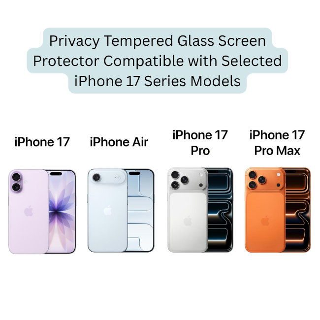 Privacy Glass Screen Protector Compatible with iPhone 17, iPhone Air, iPhone 17 Pro & iPhone 17 Pro Max