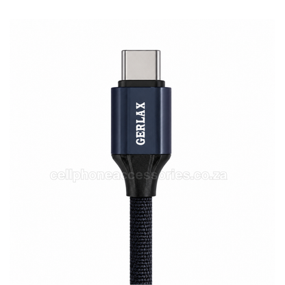 GERLAX GD-70T USB-A to USB-C 120W Fast Charging Data Cable 1M, Nylon Braided Type-C Charger Cable Compatible with Android Smartphones, Tablets and USB-C Devices - Black