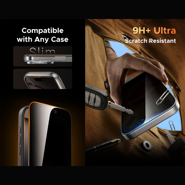 Privacy Glass Screen Protector Compatible with iPhone 17, iPhone Air, iPhone 17 Pro & iPhone 17 Pro Max