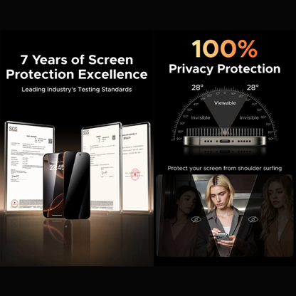 Privacy Glass Screen Protector Compatible with iPhone 17, iPhone Air, iPhone 17 Pro & iPhone 17 Pro Max