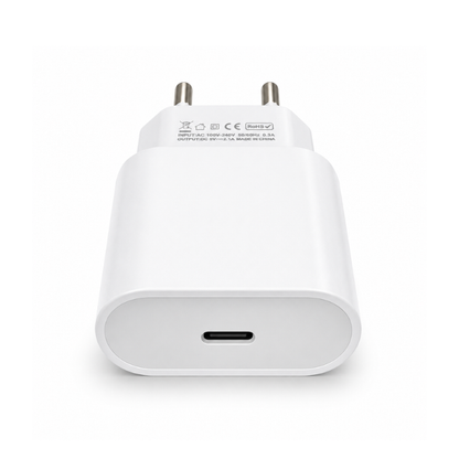 GERLAX USB-C Wall Charger 2.1A with EU plug. Compact white charging adapter for compatible USB-C devices - White