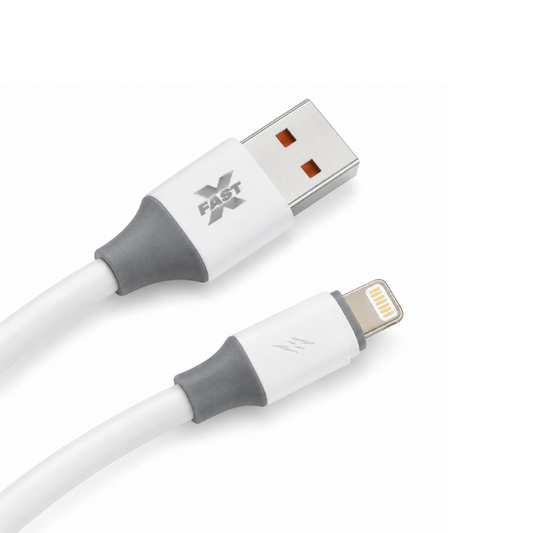 X FAST CA-04 USB-A to Lightning Charging and Data Cable, 1000mm Length, 3A Output Current, White, Compatible with Lightning Devices