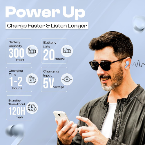 Wireless Bluetooth 5.3 Earbuds with LED Display & ENC Noise Cancellation