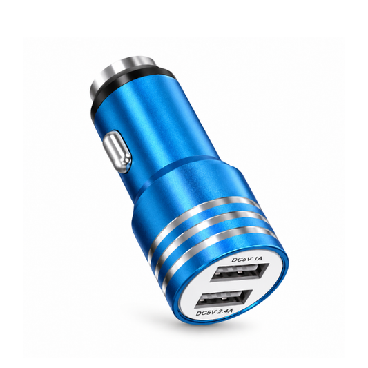 Dual USB Car Charger with Emergency Window Breaker Compatible for iPhone, Samsung & Android – Assorted Colours