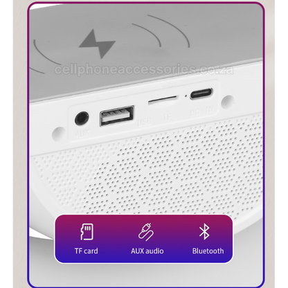 RGB Wireless Charging Bluetooth Speaker with 15W Wireless Charging Pad – White