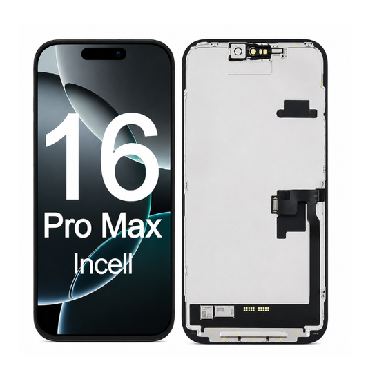 iPhone 16 Pro Max In-Cell LCD Compatible replacement screen assembly with flex cable and frame
