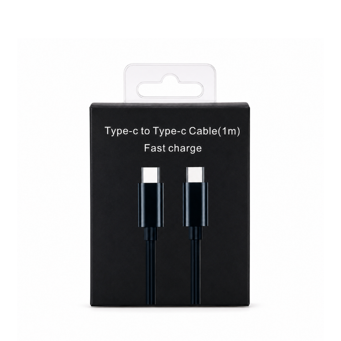 60W, USB-C to USB-C Fast Charging Cable 1m Black, Type-C Charging and Data Cable, Compatible with USB-C Smartphones, Tablets, Power Banks and Chargers