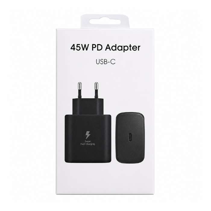 45W USB-C PD Super Fast Charging Adapter Compatible for Samsung & USB-C Devices Black