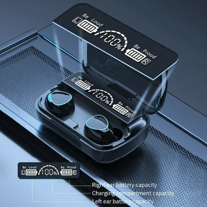 M10 iPhone and Android Compatible TWS Wireless Bluetooth 5.1 Earbuds with LED Display Power Bank Case