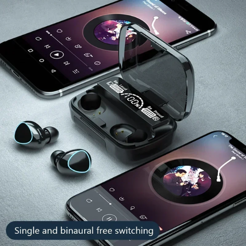 M10 iPhone and Android Compatible TWS Wireless Bluetooth 5.1 Earbuds with LED Display Power Bank Case