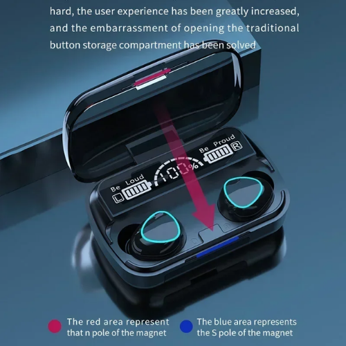 M10 iPhone and Android Compatible TWS Wireless Bluetooth 5.1 Earbuds with LED Display Power Bank Case