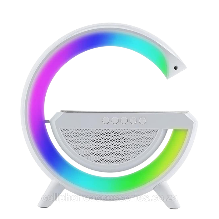 RGB Wireless Charging Bluetooth Speaker with 15W Wireless Charging Pad – White