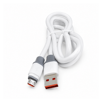120W USB-A to Micro USB fast charging cable with 3A output and 1m length. Ideal for compatible Android phones, tablets and Micro USB devices - White