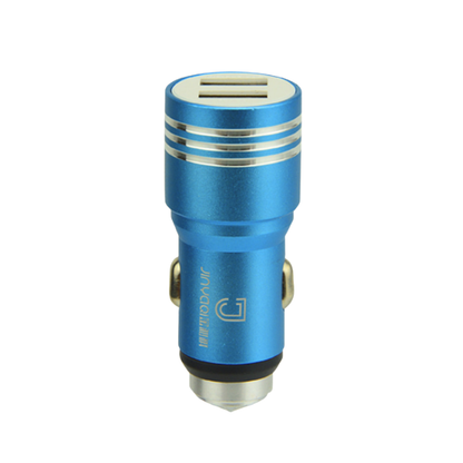 Dual USB Car Charger with Emergency Window Breaker Compatible for iPhone, Samsung & Android – Assorted Colours