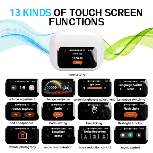 Touch Screen ANC Wireless Earbuds with Smart Display