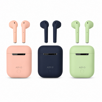 inPods 12 Wireless Stereo Earphones with Type-C Charging Case Compatible Bluetooth Earbuds – Peach Pink, Navy Blue & Mint Green