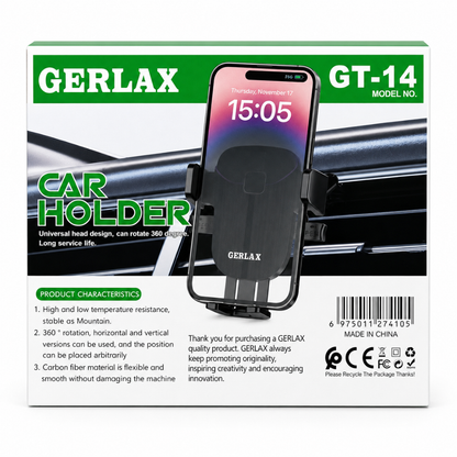 GERLAX GT-14 Universal Car Air Vent Phone Holder Adjustable 360° Rotation - Black