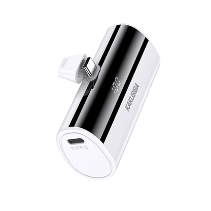 Mini Pocket Power Bank Compatible USB-C  – Black & White - KAKUSIGA 5000mAh
