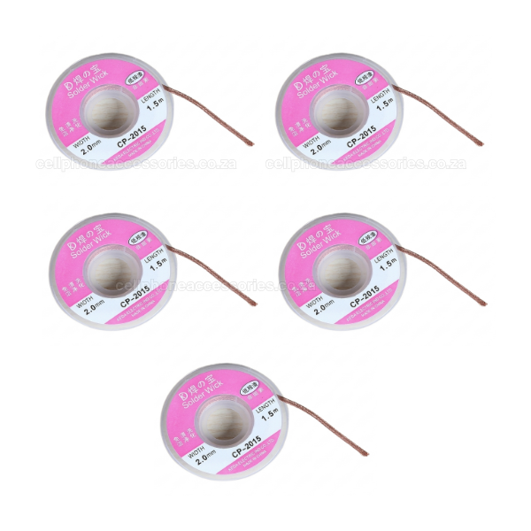 Advanced Desoldering Braid Solder Remover Wick Wire 2mm CP-2015 Pack of 5